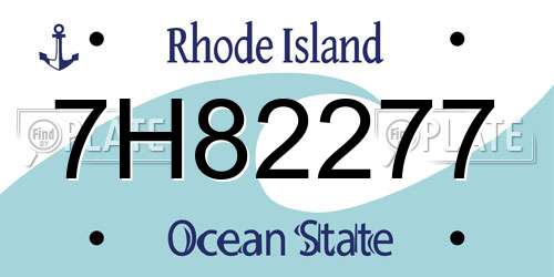 7H82277 Rhode Island License Plate