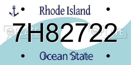 7H82722 Rhode Island License Plate