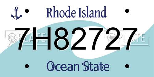 7H82727 Rhode Island License Plate