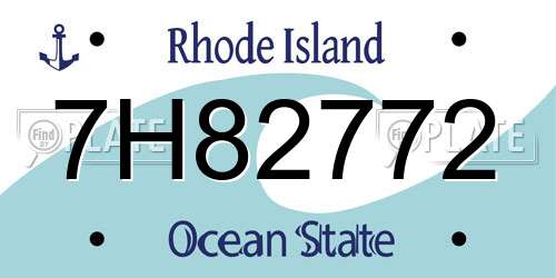 7H82772 Rhode Island License Plate