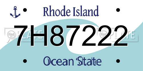 7H87222 Rhode Island License Plate