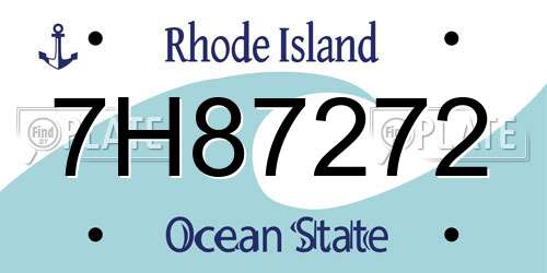 7H87272 Rhode Island License Plate