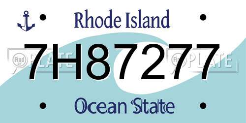 7H87277 Rhode Island License Plate