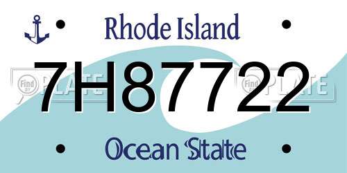 7H87722 Rhode Island License Plate