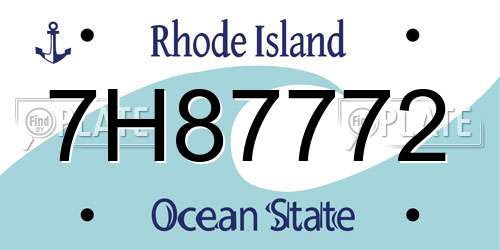 7H87772 Rhode Island License Plate