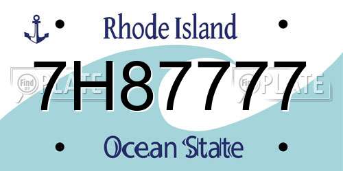 7H87777 Rhode Island License Plate