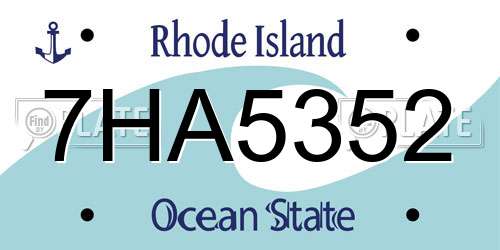 7HA5352 Rhode Island License Plate