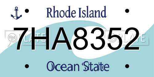 7HA8352 Rhode Island License Plate