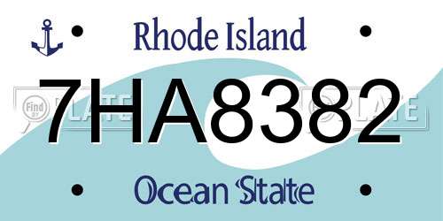 7HA8382 Rhode Island License Plate