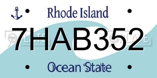 7HAB352 Rhode Island License Plate