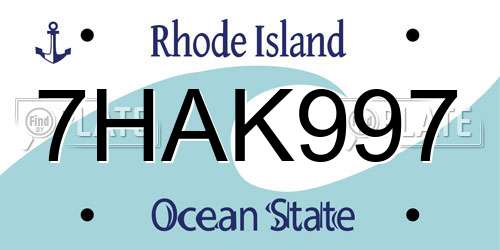 7HAK997 Rhode Island License Plate