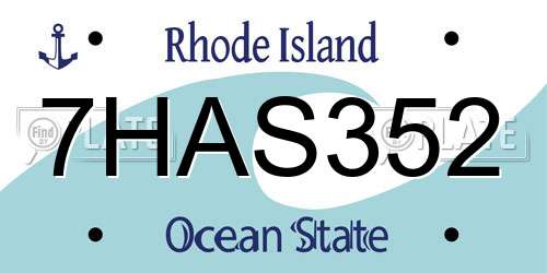 7HAS352 Rhode Island License Plate