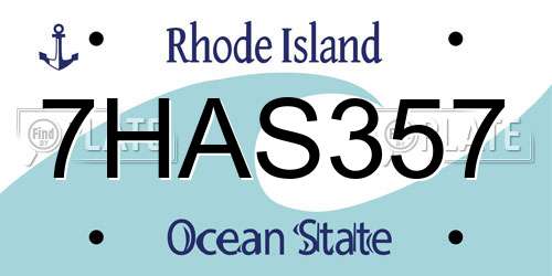 7HAS357 Rhode Island License Plate