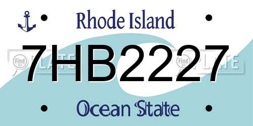 7HB2227 Rhode Island License Plate