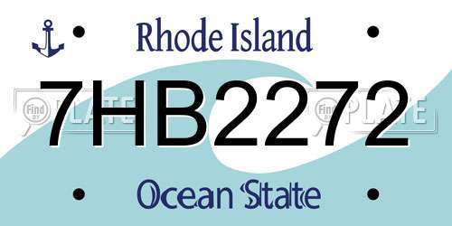 7HB2272 Rhode Island License Plate