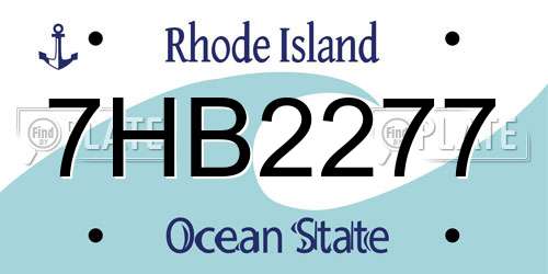 7HB2277 Rhode Island License Plate