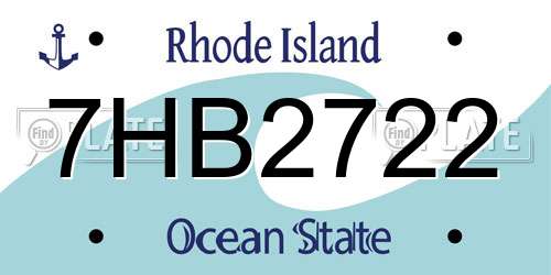 7HB2722 Rhode Island License Plate