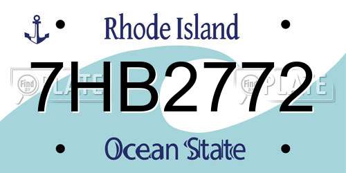 7HB2772 Rhode Island License Plate