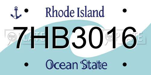 7HB3016 Rhode Island License Plate