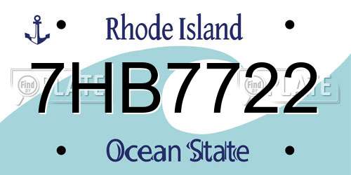 7HB7722 Rhode Island License Plate