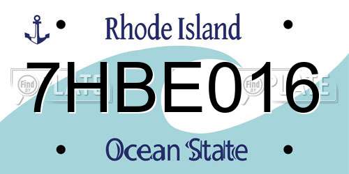 7HBE016 Rhode Island License Plate