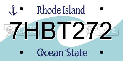 7HBT272 Rhode Island License Plate