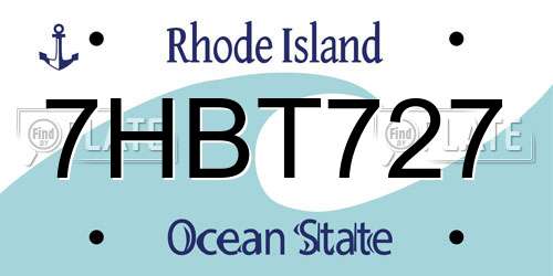 7HBT727 Rhode Island License Plate