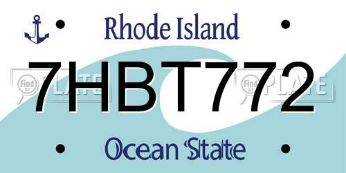 7HBT772 Rhode Island License Plate