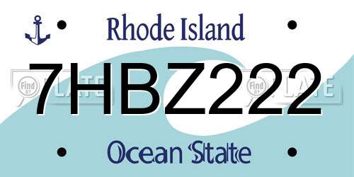 7HBZ222 Rhode Island License Plate