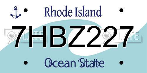 7HBZ227 Rhode Island License Plate