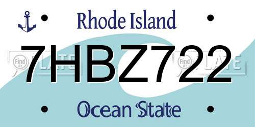 7HBZ722 Rhode Island License Plate