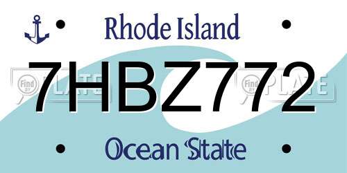 7HBZ772 Rhode Island License Plate