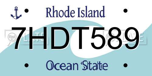 7HDT589 Rhode Island License Plate