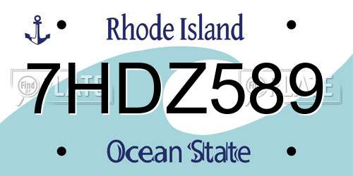 7HDZ589 Rhode Island License Plate