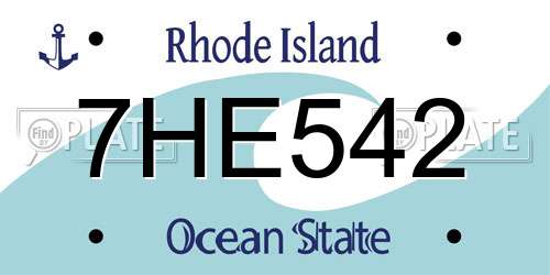 7HE542 Rhode Island License Plate