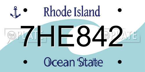 7HE842 Rhode Island License Plate