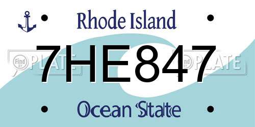 7HE847 Rhode Island License Plate
