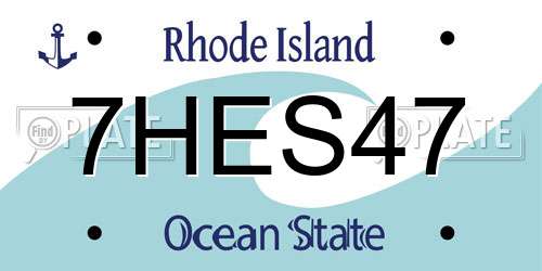 7HES47 Rhode Island License Plate