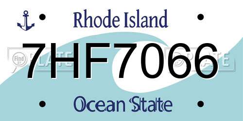 7HF7066 Rhode Island License Plate