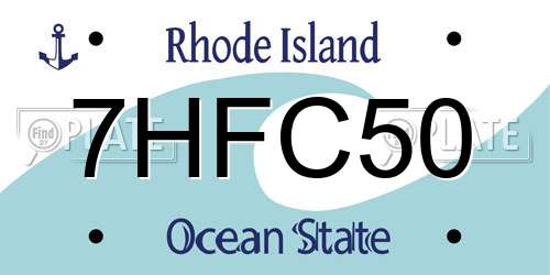 7HFC50 Rhode Island License Plate