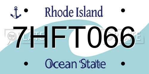 7HFT066 Rhode Island License Plate