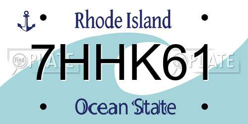 7HHK61 Rhode Island License Plate
