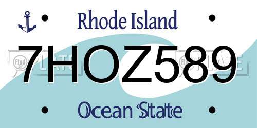 7HOZ589 Rhode Island License Plate