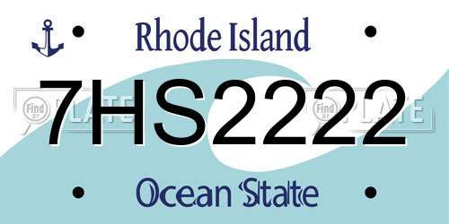 7HS2222 Rhode Island License Plate