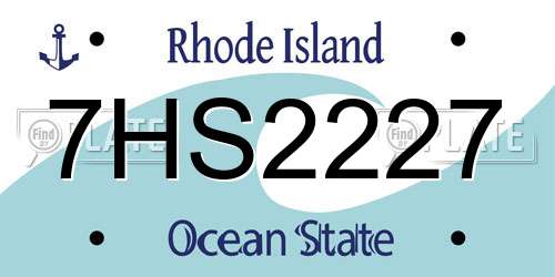7HS2227 Rhode Island License Plate