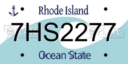 7HS2277 Rhode Island License Plate