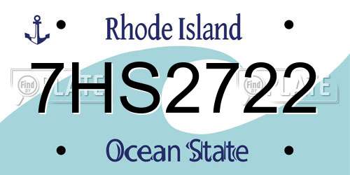7HS2722 Rhode Island License Plate