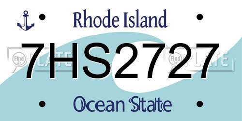7HS2727 Rhode Island License Plate