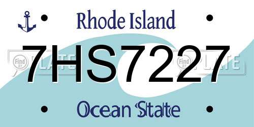 7HS7227 Rhode Island License Plate