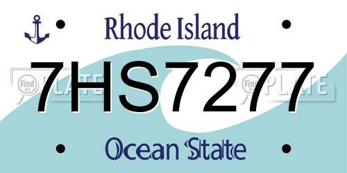 7HS7277 Rhode Island License Plate